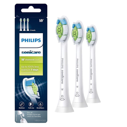 Philips Sonicare Genuine W DiamondClean Replacement Toothbrush Heads, 3 Brush Heads, White, HX6063/65