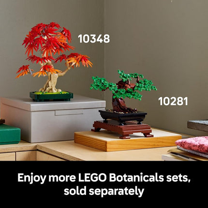 LEGO Botanicals Japanese Red Maple Bonsai Tree - Artificial Plant Building Set with Red & Orange Leaves, plus a Buildable Pot - DIY Home Decor Gift For Adults - 10348