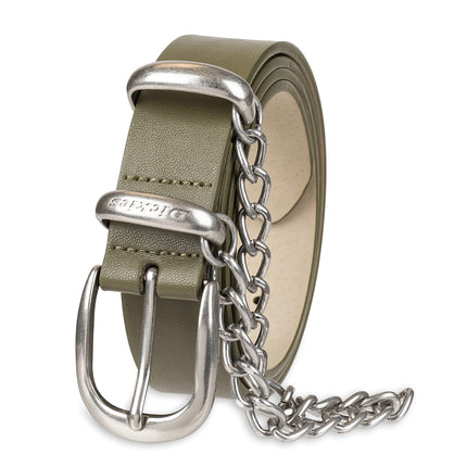 Dickies Women�s Leather Casual Belt, Olive Chain, Medium