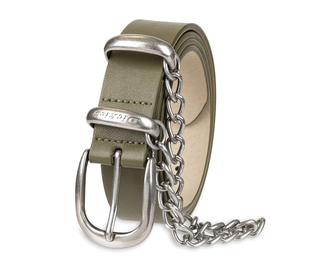 Dickies Women�s Leather Casual Belt, Olive Chain, Medium
