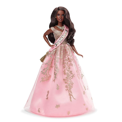 Barbie The Movie Doll, President Barbie Collectible Wearing Shimmery Pink and Gold Dress with Sash, HPK05