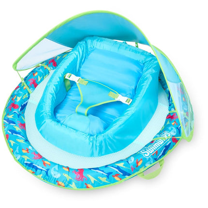 Swimways Premium Infant Spring Float, Travel-Friendly Inflatable Baby Pool Float with Sun Canopy for Infants 3-9 Months