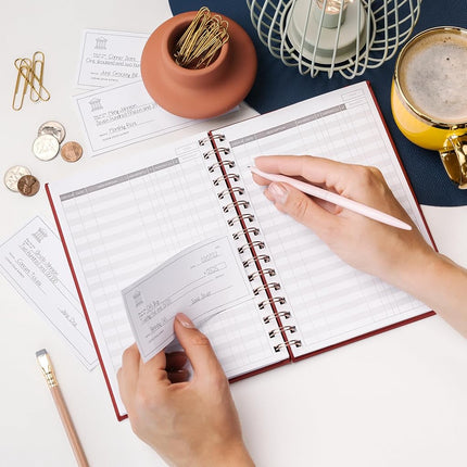 Clever Fox Check Register for Personal Checkbook – Checking Book Register – Checkbook Register – Accounting Ledger Book – 3968 Entry Lines, 6.1" x 8.3", Spiral Binding, Hardcover, Red