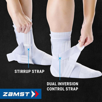 Zamst A1 Ankle Brace for Sports - Breathable Sports Ankle Support for Men and Women with Adjustable Three Way Straps for Moderate Lateral Ankle Sprain - White, Right, Large
