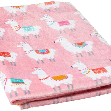 Hudson Baby Unisex Baby Plush Reversible Mink Blanket, Llama, 30x40 inches