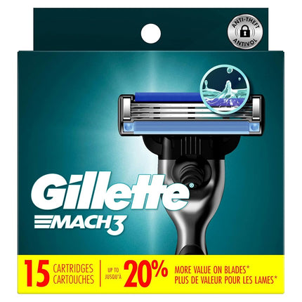 Gillette Mach3 Mens Razor Blade Refills, 15 Count