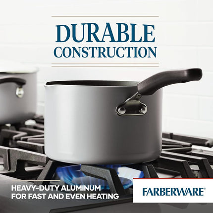 Farberware Cookstart DiamondMax Nonstick Straining Saucepan, Dishwasher Safe, 3 Quart, Silver