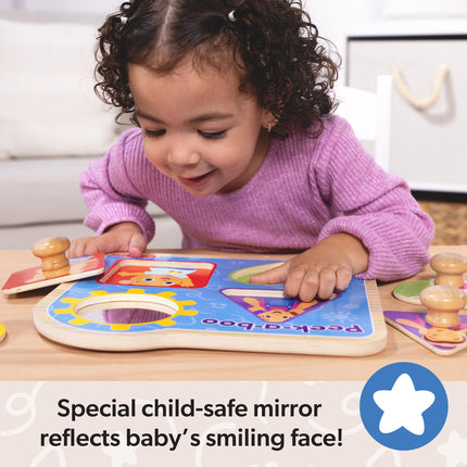 Melissa & Doug Ms. Rachel Wooden Peek-a-Boo Jumbo Peg Puzzle | Learning Toy for Kids | Age 1+ - FSC Certified