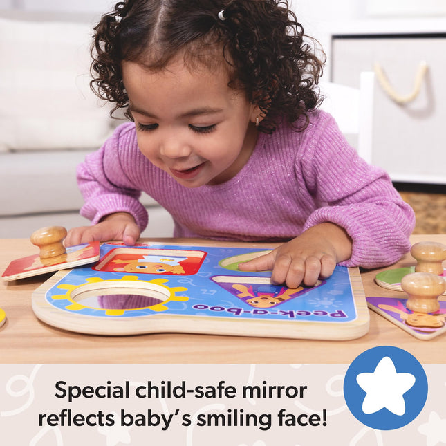 Melissa & Doug Ms. Rachel Wooden Peek-a-Boo Jumbo Peg Puzzle | Learning Toy for Kids | Age 1+ - FSC Certified