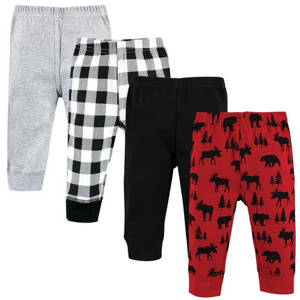 Hudson Baby Baby Girls' Cotton Pants and Leggings, Red Moose Bear, 0-3 Months
