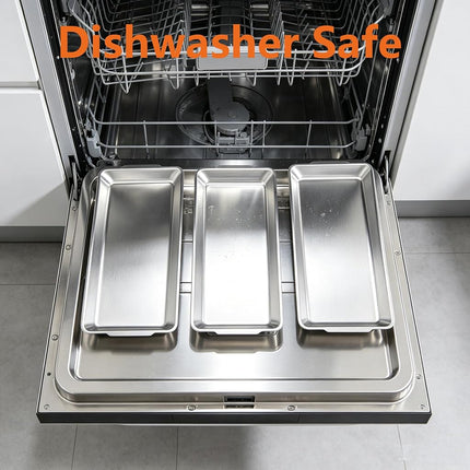 12.6" x 6.3" Dessert Tray Pastry Tray Set of 3, Stainless Steel Heavy-Duty Serving Trays, Silver Rectangular Plates for Food, Fruit, Party, Wedding, Christmas, Chip and Scratch Resistant