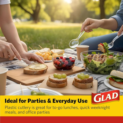 Glad Clear Disposable Cutlery Set, Forks Knives and Spoons, 240 Count