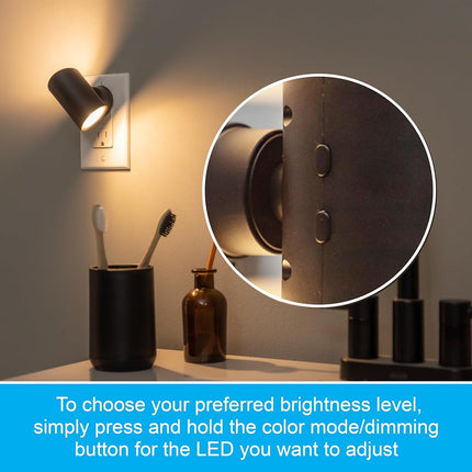 GE Directional LED Swivel Sconce Night Light, Plug-in, Color-Changing & Dimmable, Warm White, Dusk-to-Dawn Sensor, Adjustable for Hallway, Bedroom, Stairway � 1 Pack (82573)