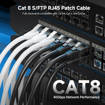 Cable Matters [Cat8 Certified] 40Gbps Shielded Cat 8 Cable, 10ft, Black