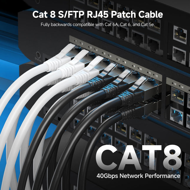 Cable Matters [Cat8 Certified 40Gbps Shielded Cat 8 Ethernet Cable - 5ft, 2000Mhz Category 8 Ethernet Cord, Cat8 Cable for Gaming, Black