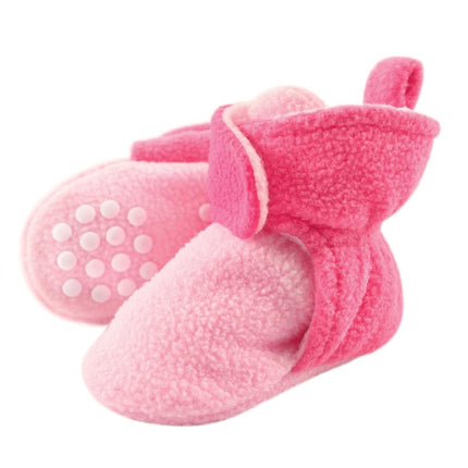 Luvable Friends Unisex Baby Cozy Fleece Booties, Light Pink Dark Pink, 2 Toddler