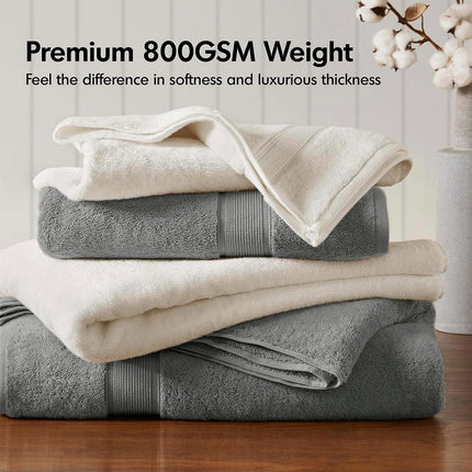 Madison Park 800GSM 100% Cotton Luxury Turkish Bathroom Towels, Highly Absorbent Long Oversized Linen Cotton Bath Towel Set, 8-Piece Include 2 Bath Towels, 2 Hand Towels & 4 Wash Towels, Grey