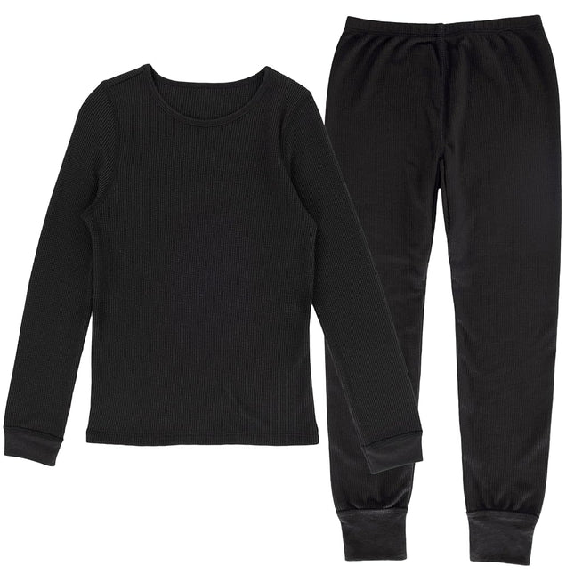 Fruit of the Loom Boys Premium Thermal Waffle Underwear Set, Black, 14-16