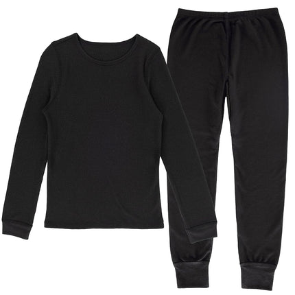 Conjunto de ropa interior térmica de waffle premium Fruit of the Loom para niños, negro, 10-12