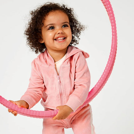 HonestBaby Velour Pullover Hoodie and Zip Front Sweatshirt and Jogger Sweatpants Set Baby, Toddler, Boys, Girls, Unisex, Pink with Stripe, Newborn, Pink With Stripe, Newborn