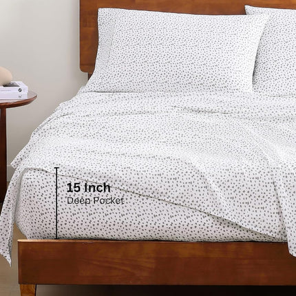 LANE LINEN Full Size Sheets 100% Organic Cotton Cooling Soft - Haze Grey