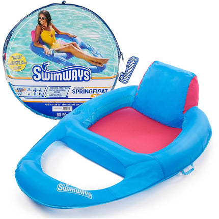 Tumbona de piscina reclinable SwimWays Spring Float Premium, flotadores de piscina inflables para adultos con inflado rápido para mayores de 15 años