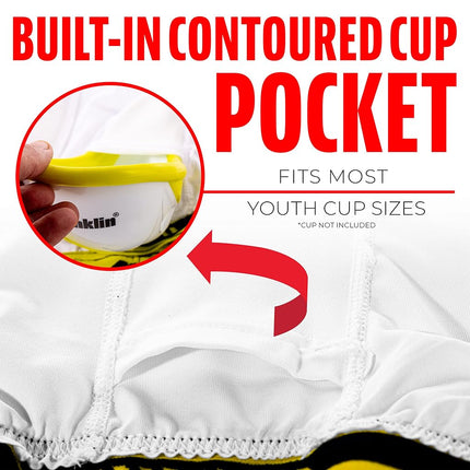 Franklin Sports Short de compression de baseball pour enfant – Sous-vêtement de compression de baseball pour enfant avec poche pour coquille – Short de baseball rembourré pour enfant – Jeune petit – Jaune