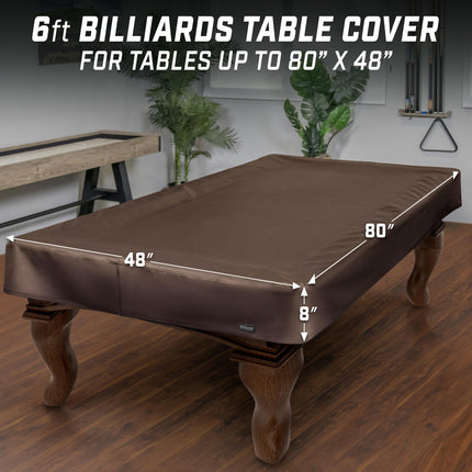 GoSports 6 ft Premium Leatherette Pool Table Cover - Waterproof & Tearproof - Heavy Duty Indoor & Outdoor Billiard Table Cover - Brown
