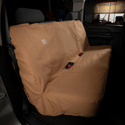 Carhartt Universal Nylon Duck Canvas Automotive Bench Seat Covers, Durable Fitted Full-Size Bench Seat Protection with Rain Defender, Gravel