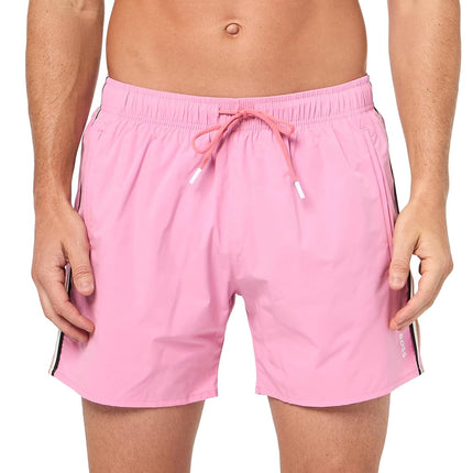 BOSS Men's Solid Pattern Swim Trunks with Iconic S