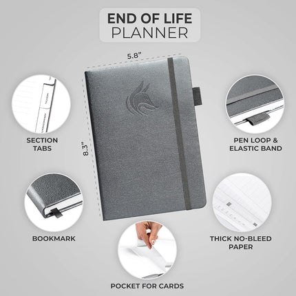 Clever Fox End of Life Planner, When I Die Organizer 5.8”x8.3” Silver Black