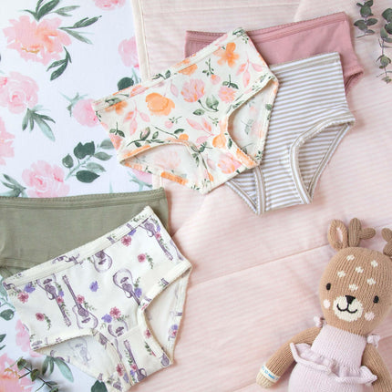 Ropa interior de bebé y niña Burt's Bees Baby, algodón orgánico, paquete de 5, guitarras florales, talla 5T