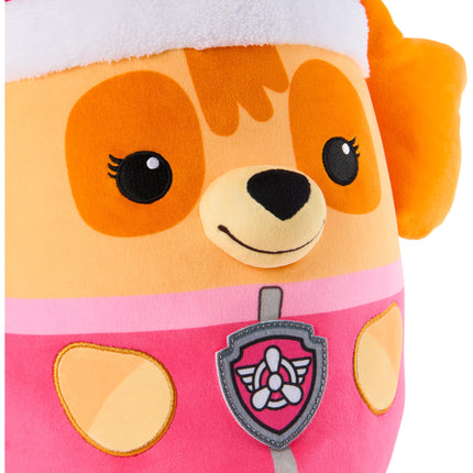 PAW Patrol Winter Holiday Skye Squish Plush, Juguete Oficial de la Famosa Serie Animada, Peluche Blandito Edición Especial para Edades de 1 Año en Adelante, 30 cm