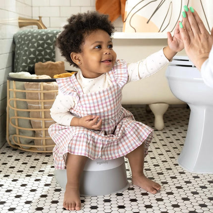 Ingenuity Ready Set Go Potty, Removable Bowl, Non-Skid Bottom, Wide Stable Base, Age 18 Months & Up, White & Grey