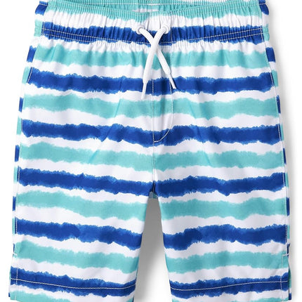The Children's Place Boys' Swim Trunks, Blue Multi Stripe, Small