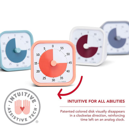 TIME Timer Home MOD - Minuteur Visuel pour Enfants Édition Maison 60 Minutes - pour l'École à la Maison Outil d'Étude, Minuteur pour Bureau d'Enfant, Bureau et Réunions avec Fonctionnement Silencieux (Bleu Lac)