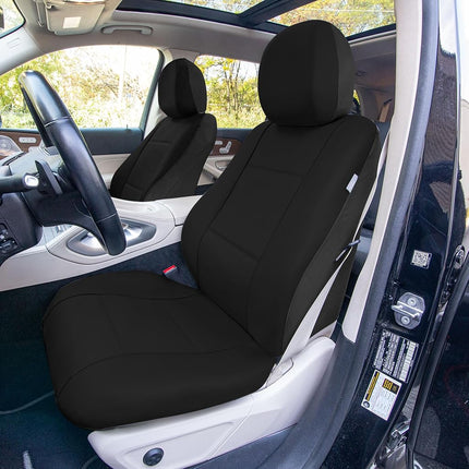 FH Group PU001BLACK114 Universal Fit Black Automotive Seat Covers fits most Cars, SUVs, and Trucks (Faux Leather, Full Set with 4 Headrest Covers)