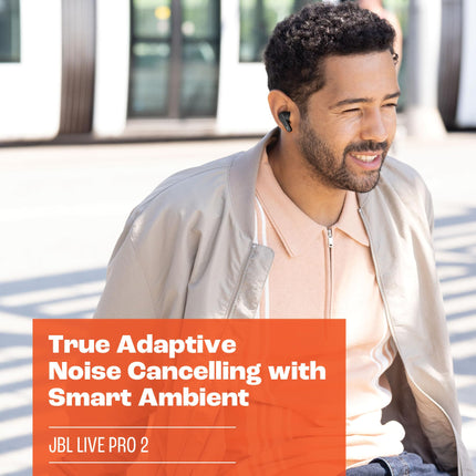 JBL Live Pro 2: 40 Hours of Playtime, True Adaptive Noise Cancelling, Smart Ambient, and Beamforming mics (Blue), Small