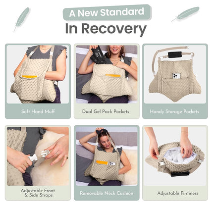 MOYOAMA 3 Pcs Hysterectomy Pillow Set - Incl 2 Gel Packs for Soothing Relief - Hysterectomy Recovery Must Haves After C Section,Post Surgery Pillow,Abdominal Surgery Recovery Pillow,Hysterectomy Gifts