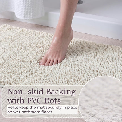 Bedford Home Memory Foam Shag Bath Mat 2-Feet by 5-Feet, White