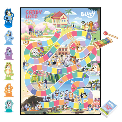 Hasbro Gaming Candy Land Edición Bluey Juego de Mesa | Edades 3 en adelante | 2-6 Jugadores | Juega como Papá, Mamá, Bluey, Bingo, Muffin o Socks | Juegos Preescolares | Regalos para Niños (Exclusiva de Amazon)