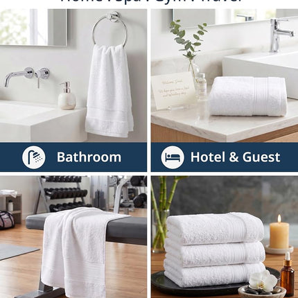 LANE LINEN Hand Towels for Bathroom 100% Cotton 4 Pack 16x28 - White