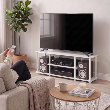 Furinno TURN-N-TUBE 3-Tier Tool-Free TV Stand, White