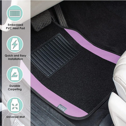 FH Group F14407PURPLE Tapis de sol universels en moquette violette pour la plupart des voitures, VUS et camions avec talonnette côté conducteur, ensemble complet