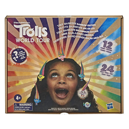 DreamWorks Trolls World Tour Tiny Dancers Rainbow Edition Pack with 12 Tiny Dancers Figures, 4 sunglasses, 10 small rings, 10 barrettes, Toy for Kids 4 and Up - Amazon Exclusive