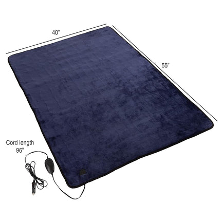 Stalwart Electric Car Blanket - Outdoor Heated 12V Travel Throw with 3 Settings and Auto Shut-Off - for Road Trips, Tailgating, and Camping (Blue)