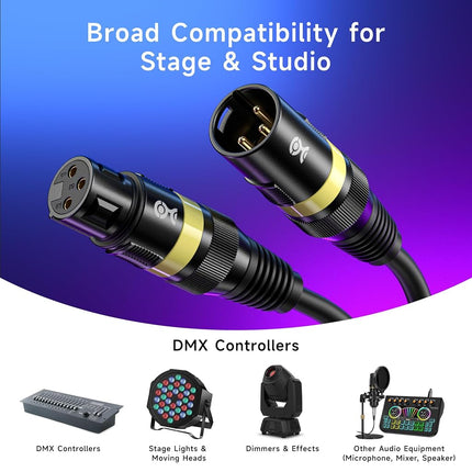 Cable Matters 2-Pack 22AWG 3-Pin XLR DMX Lighting Cable, 6ft