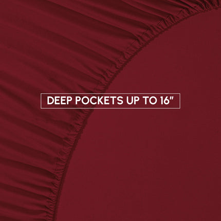 Elegant Comfort Silky Soft 8-Piece Cabin Lodge Bed-in-a-Bag Comforter Set, Includes 4pc Smart Sheet Set, Comforter, Decorative Pillow, Matching Pillowcases and Shams - Twin/Twin XL, Burgundy