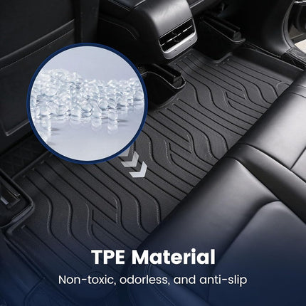 Floor Mats for Tesla Model Y 2021-2023 2024, 4 Pcs Mats Custom Fit All Weather, Waterproof TPE Interior Cargo Liners & Rear Trunk Mats with Anti-Slip for Model Y 5-Seater (Not Fit 7-Seat)