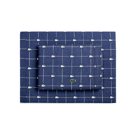Lacoste Printed Percale Sheet Set, California King, Slice Vintage Indigo
